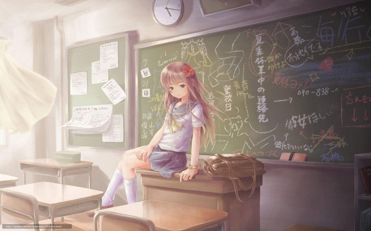 Аниме девочка в школе