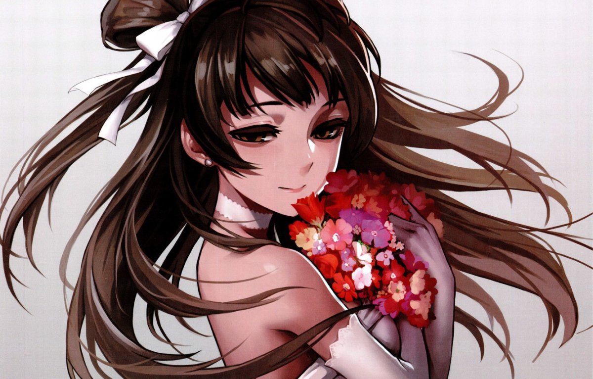 Аниме девушка с венком