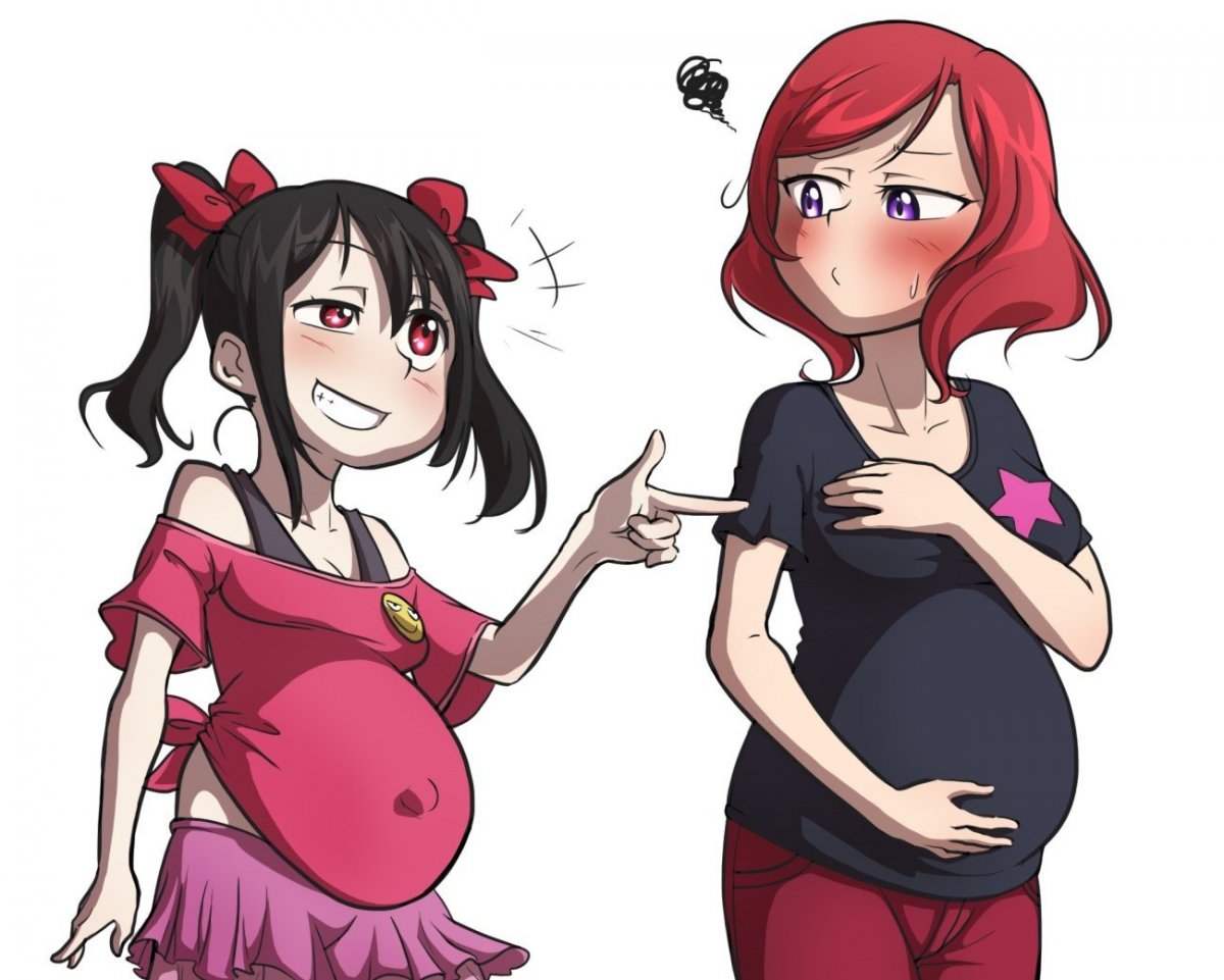 Аниме беременная большой живот