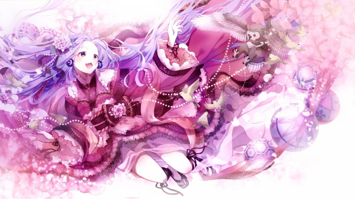 Аниме девочка с фиолетовыми волосами