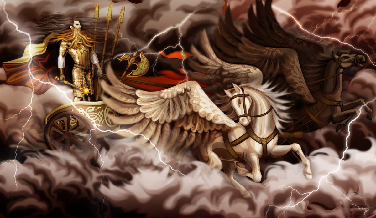 Перун Бог громовержец на колеснице
