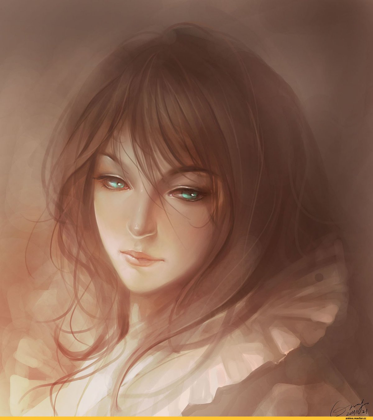 Девушка шатенка с зелеными глазами арт