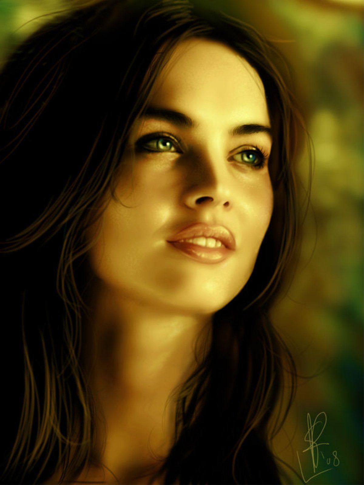 Меган Фокс с зелеными глазами