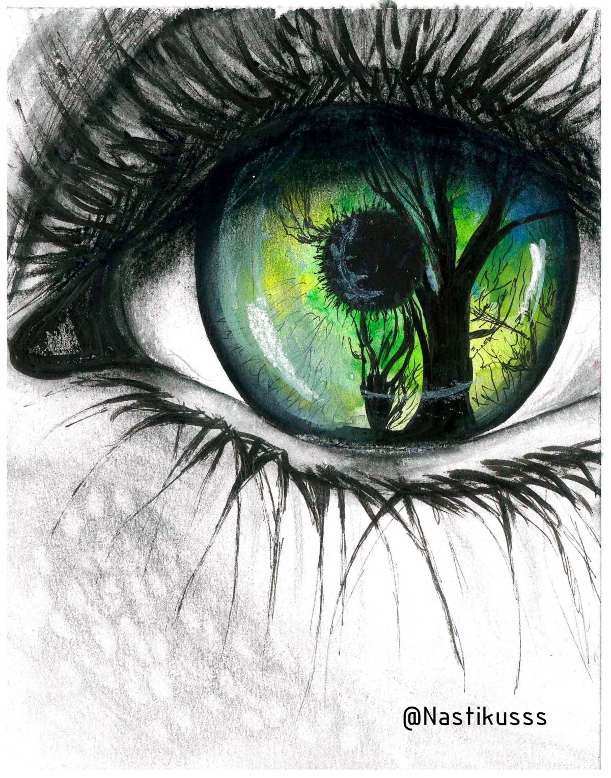 Нарисованные зеленые глаза