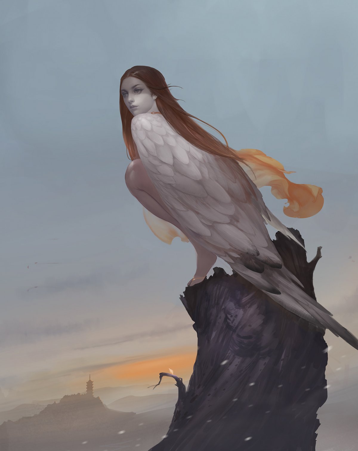 Девушка превращается в птицу