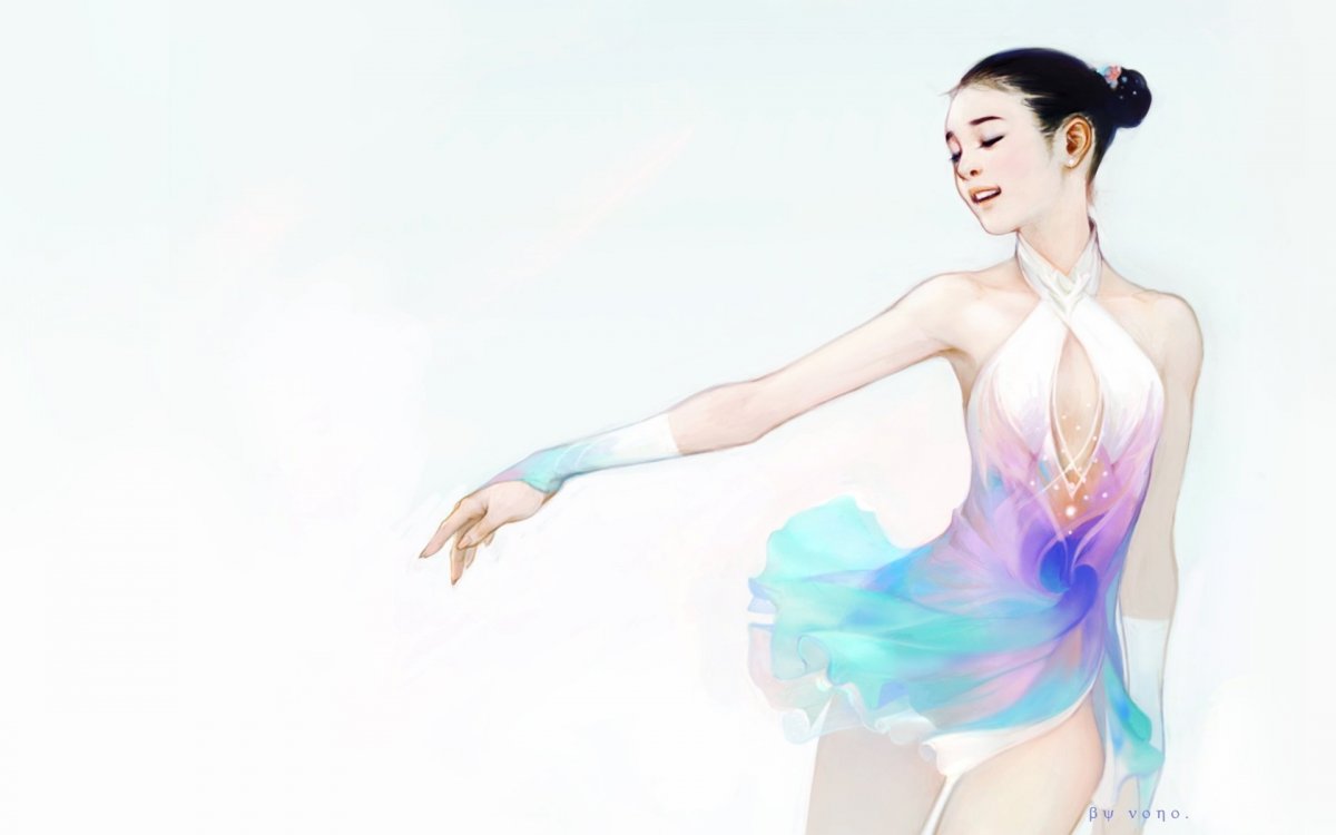 Фигуристка акварель