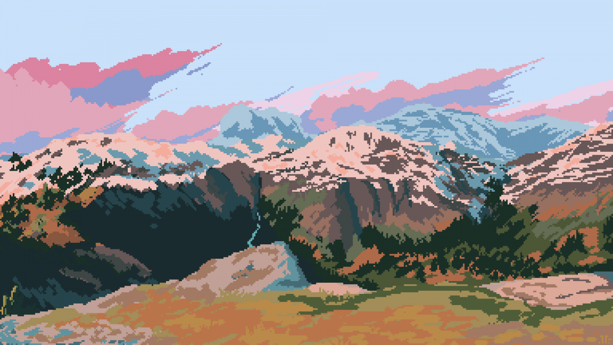 Пиксельные пейзажи деревни