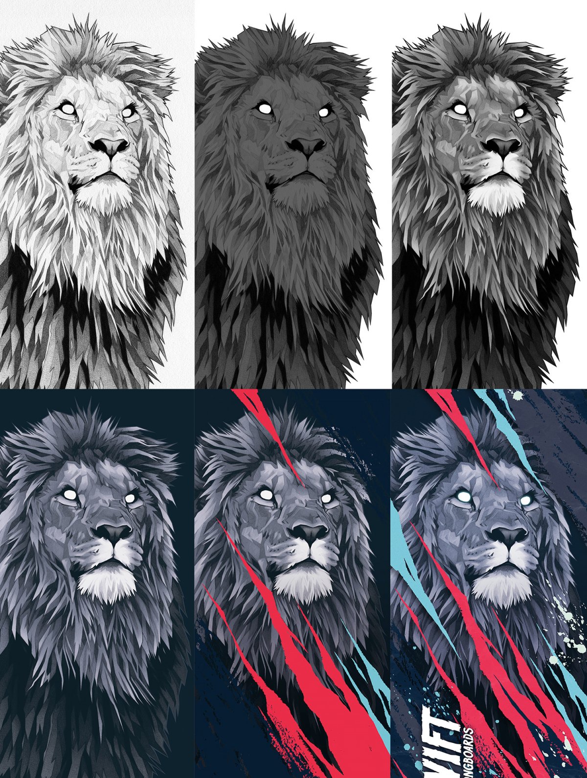 Лев в разных стилях арт