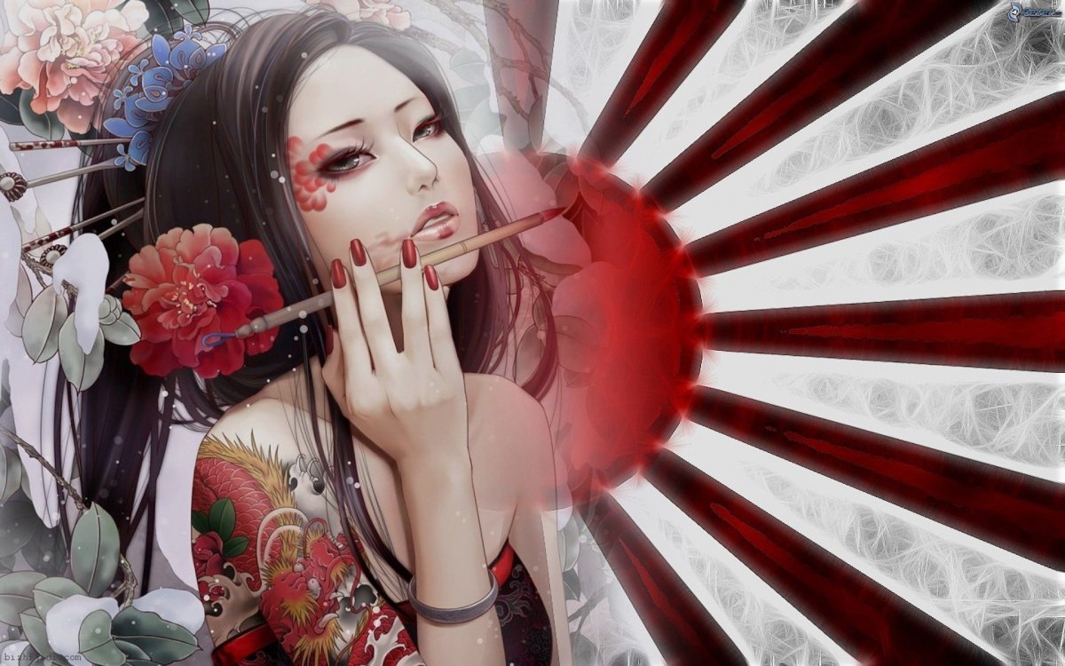 Гейша киберпанк Самурай