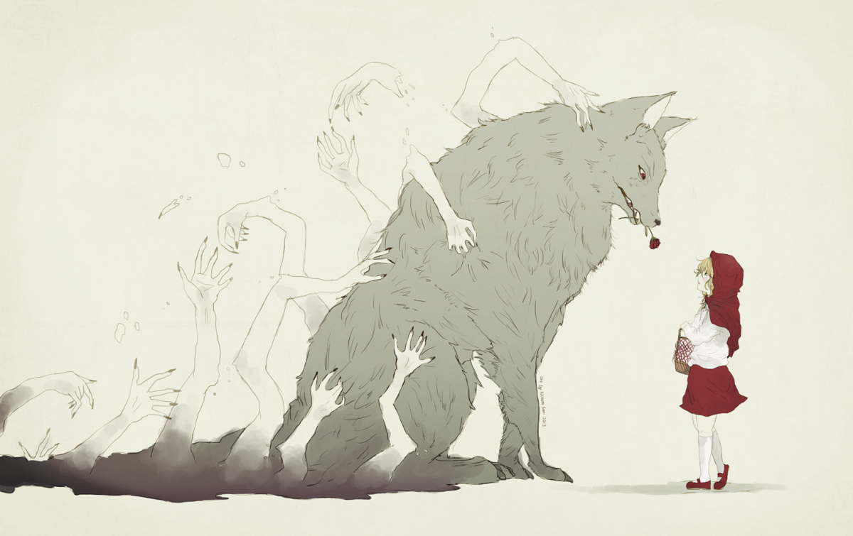 Красная шапочка и серый волк арт