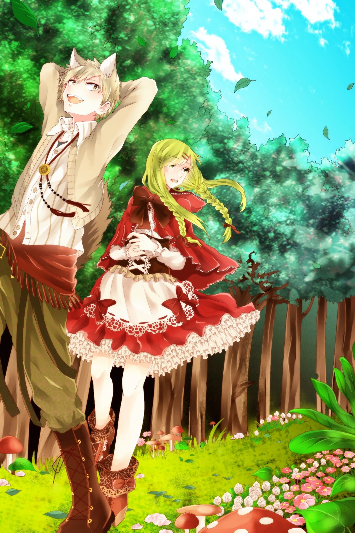 Красная шапочка и серый волк аниме