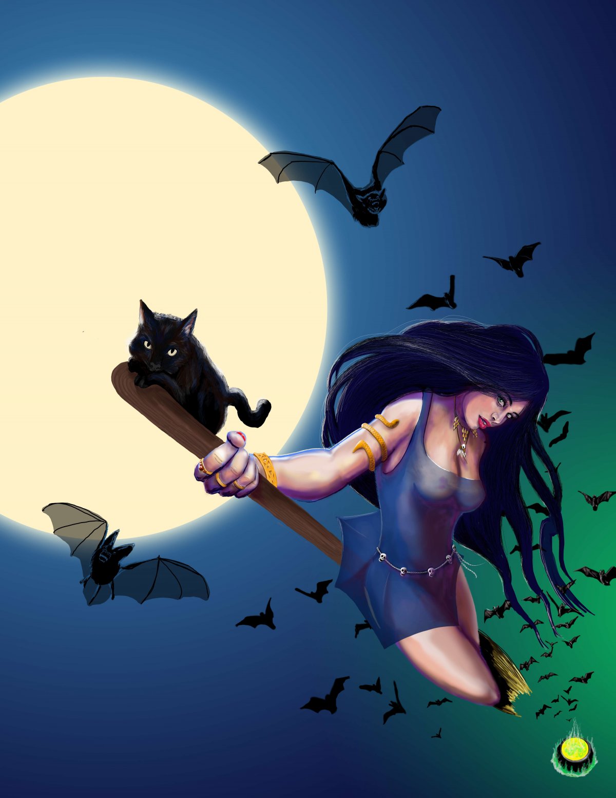 Ведьмочка на метле