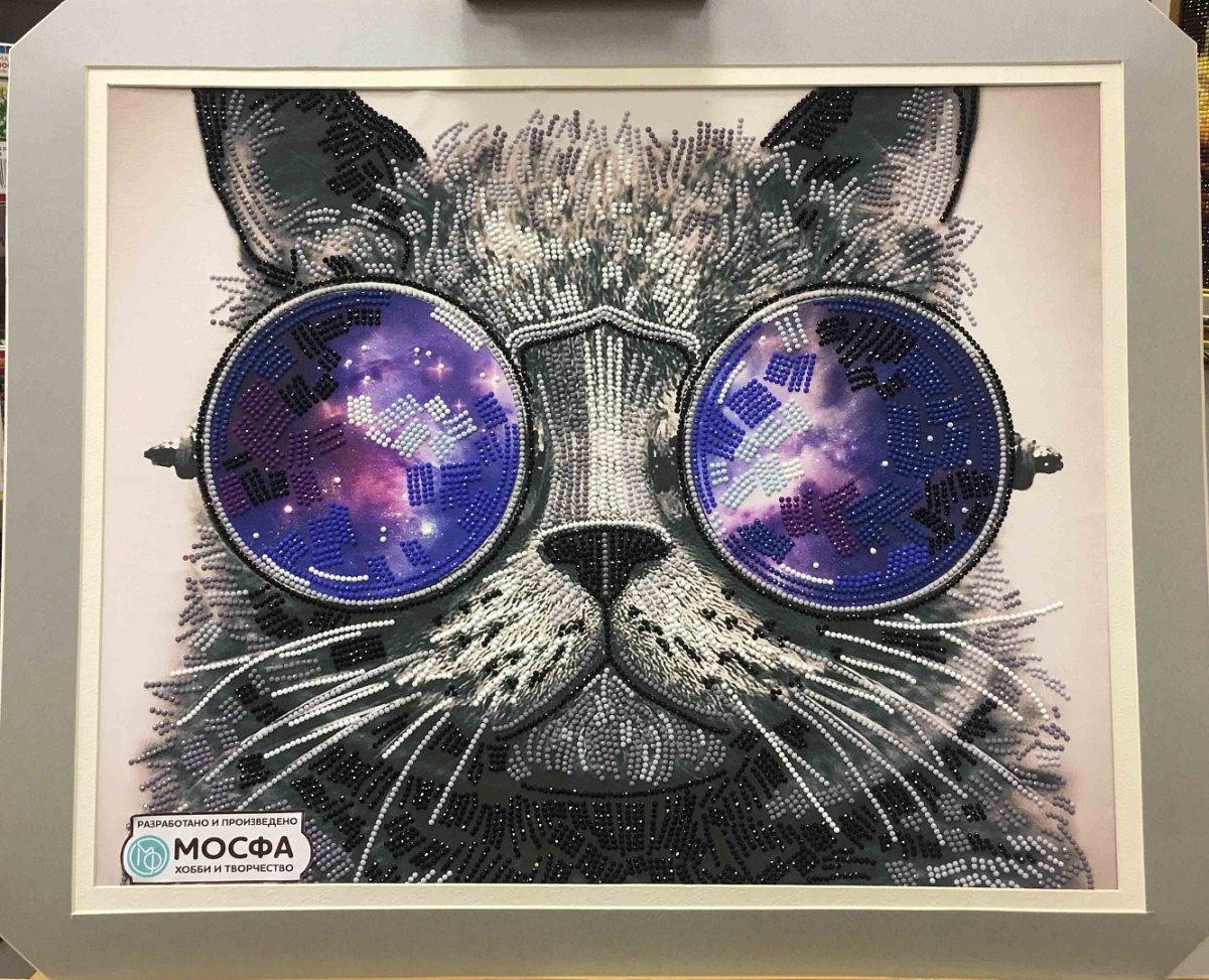 Алмазная мозаика кот в очках