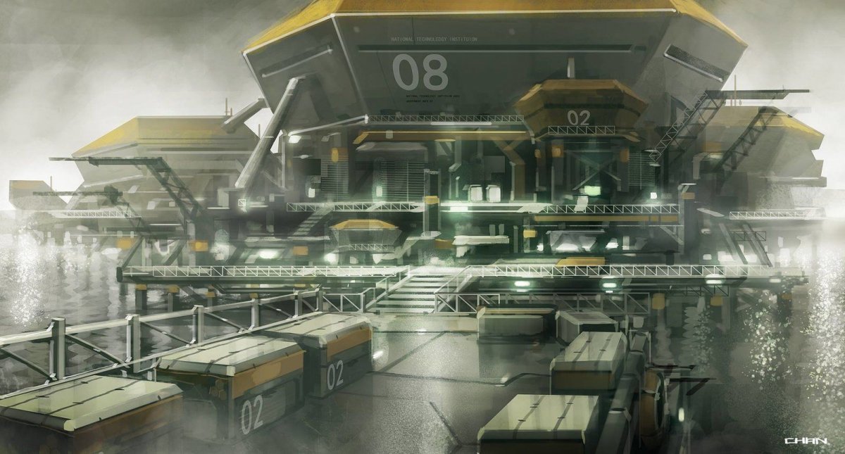 Киберпанк Sci Fi завод