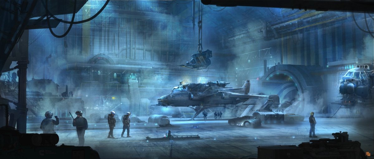 Ангар военной техники Sci Fi