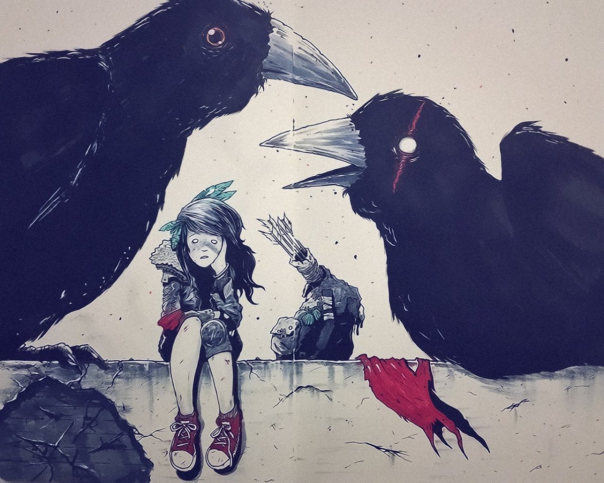 Ворон рисунок