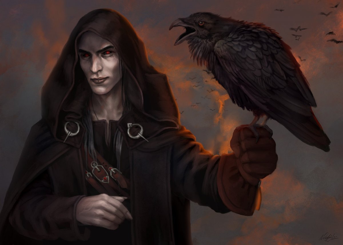 Человек с вороном на руке