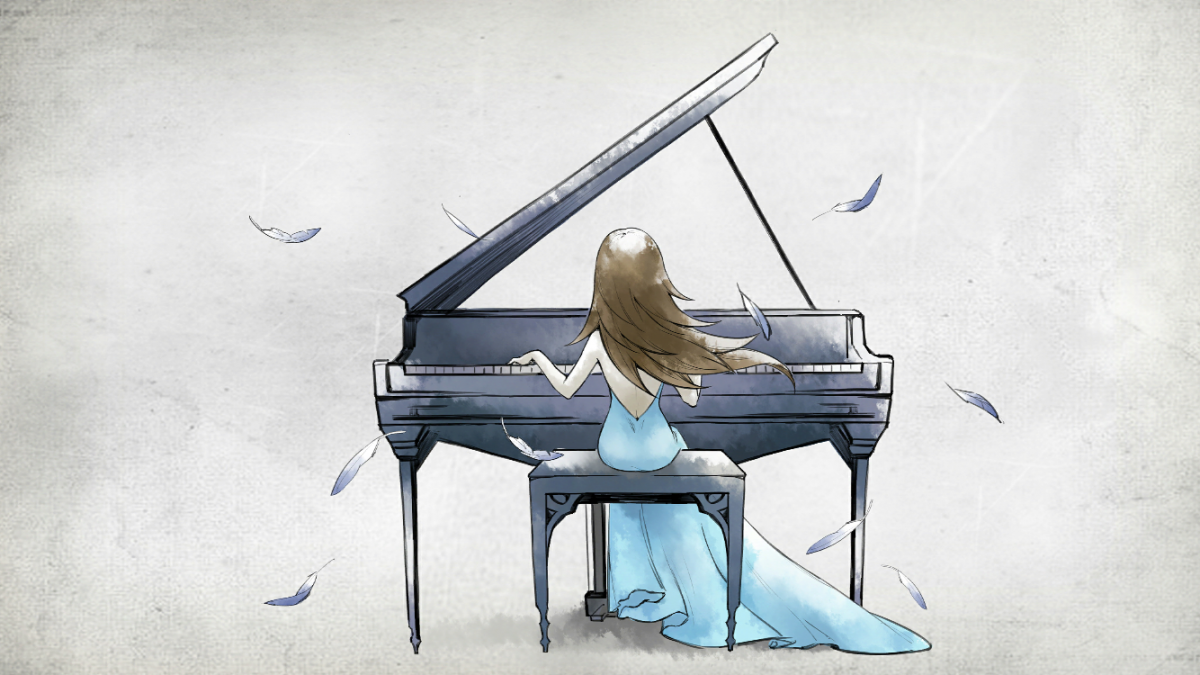 Пианист акварель