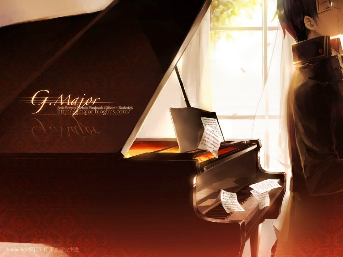 Аниме парень за роялем