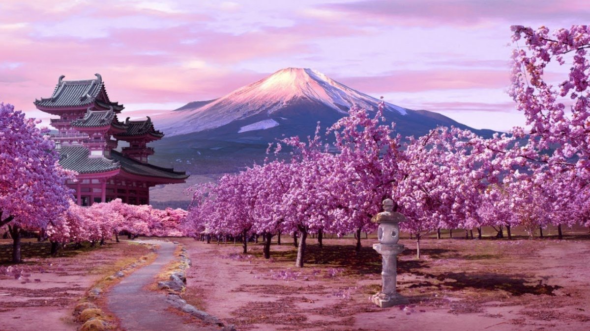 Япония Фудзияма Сакура храм