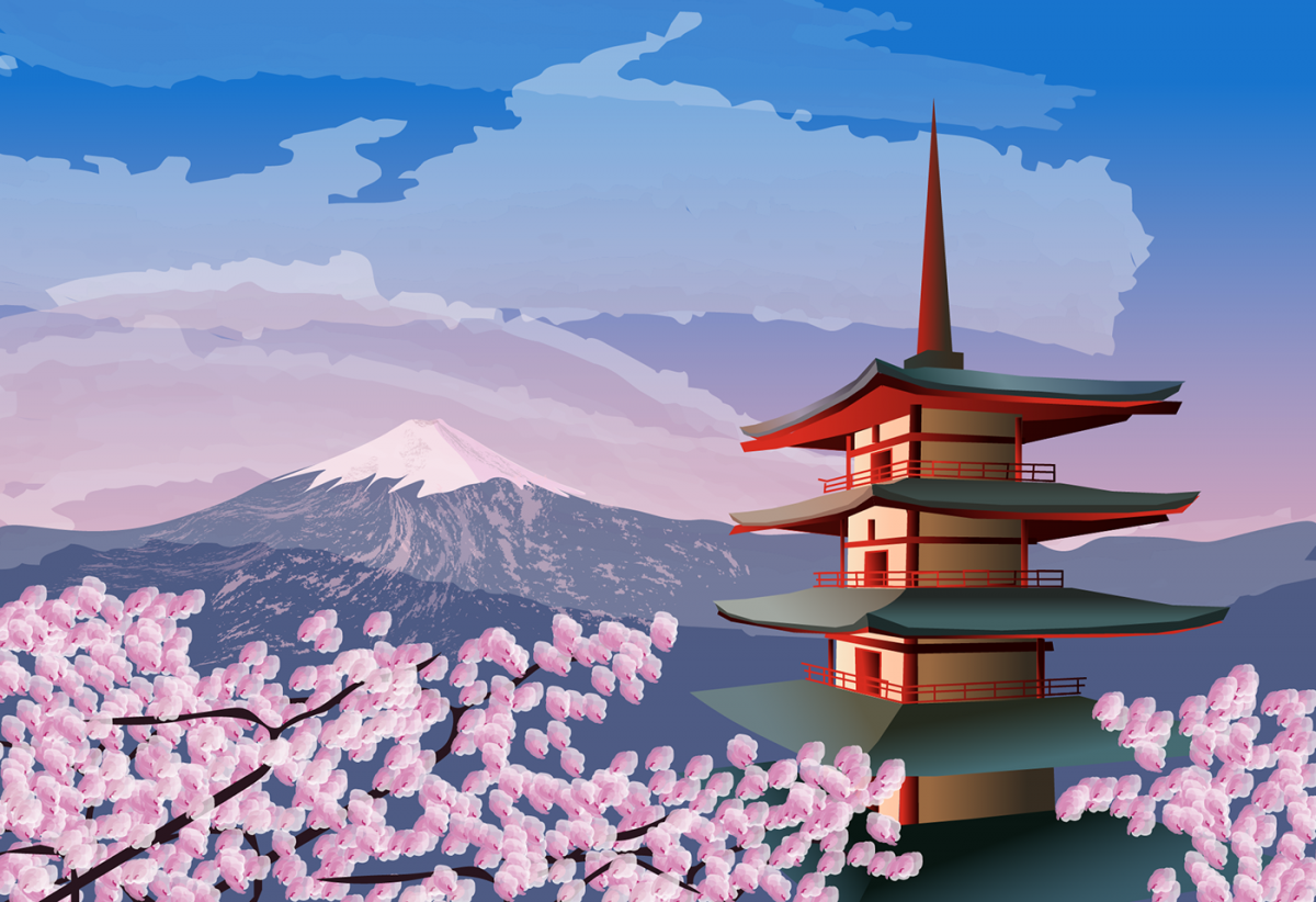 Япония гора Фудзи аниме