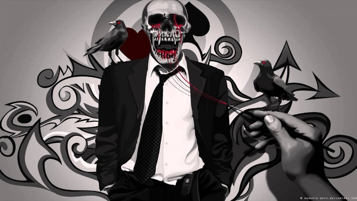 Череп в костюме арт