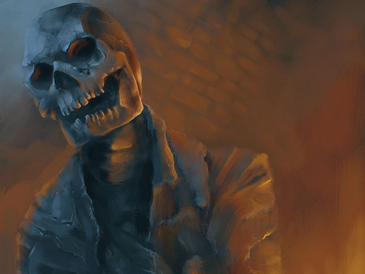 Скелет с розой