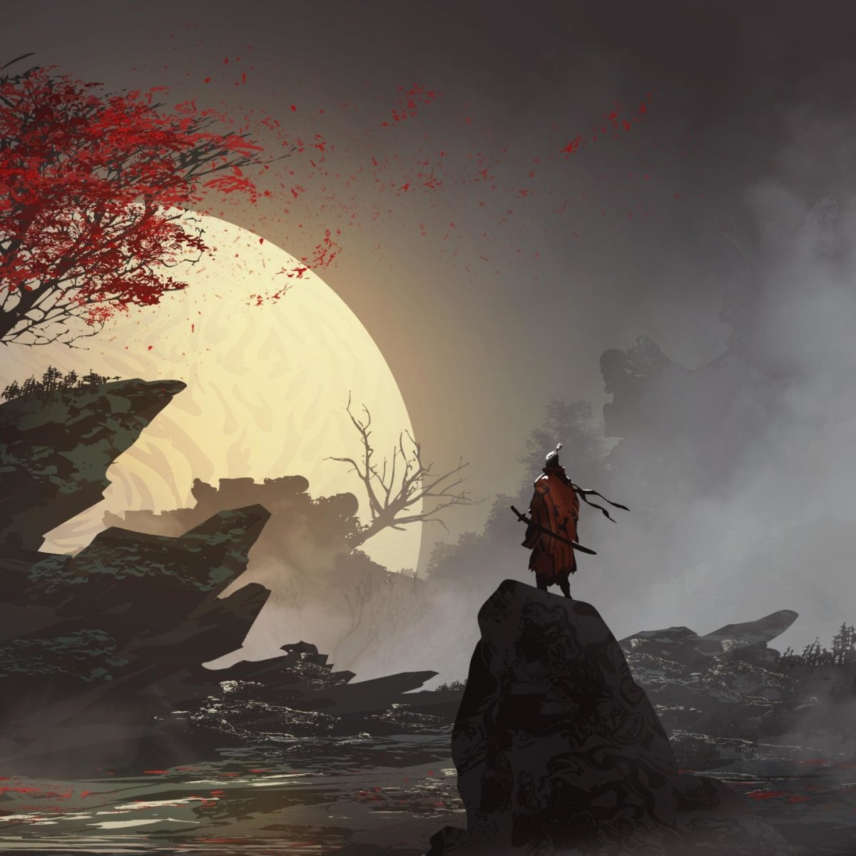 Одинокий Самурай на горе