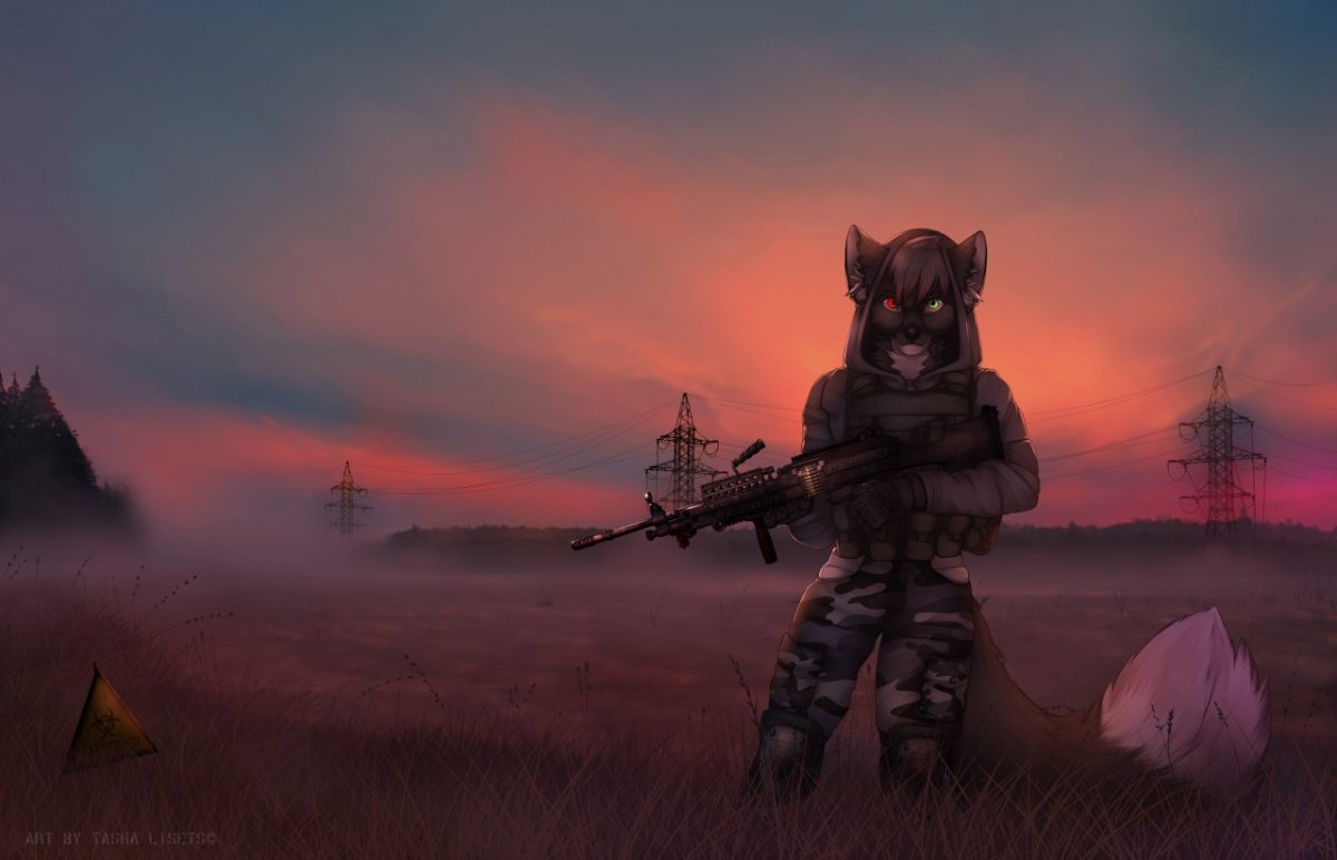 Фурри волчица Koul Военная