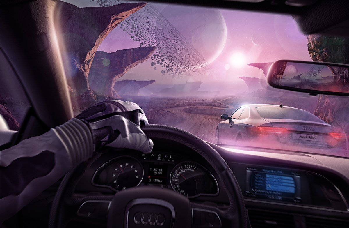 Автомобиль в космосе арт