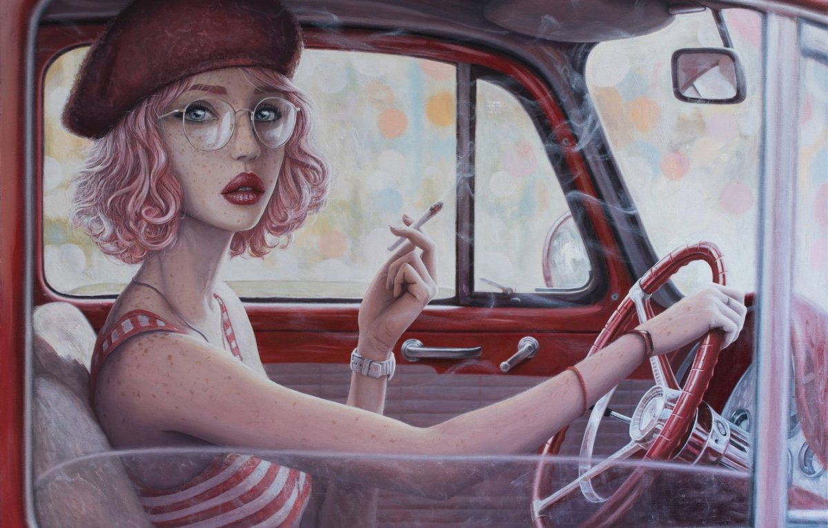 Девушка за рулем