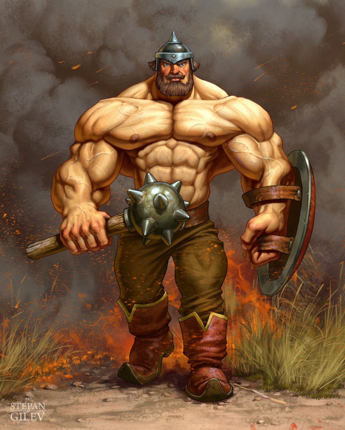 Степан Гилев богатырь с щитом