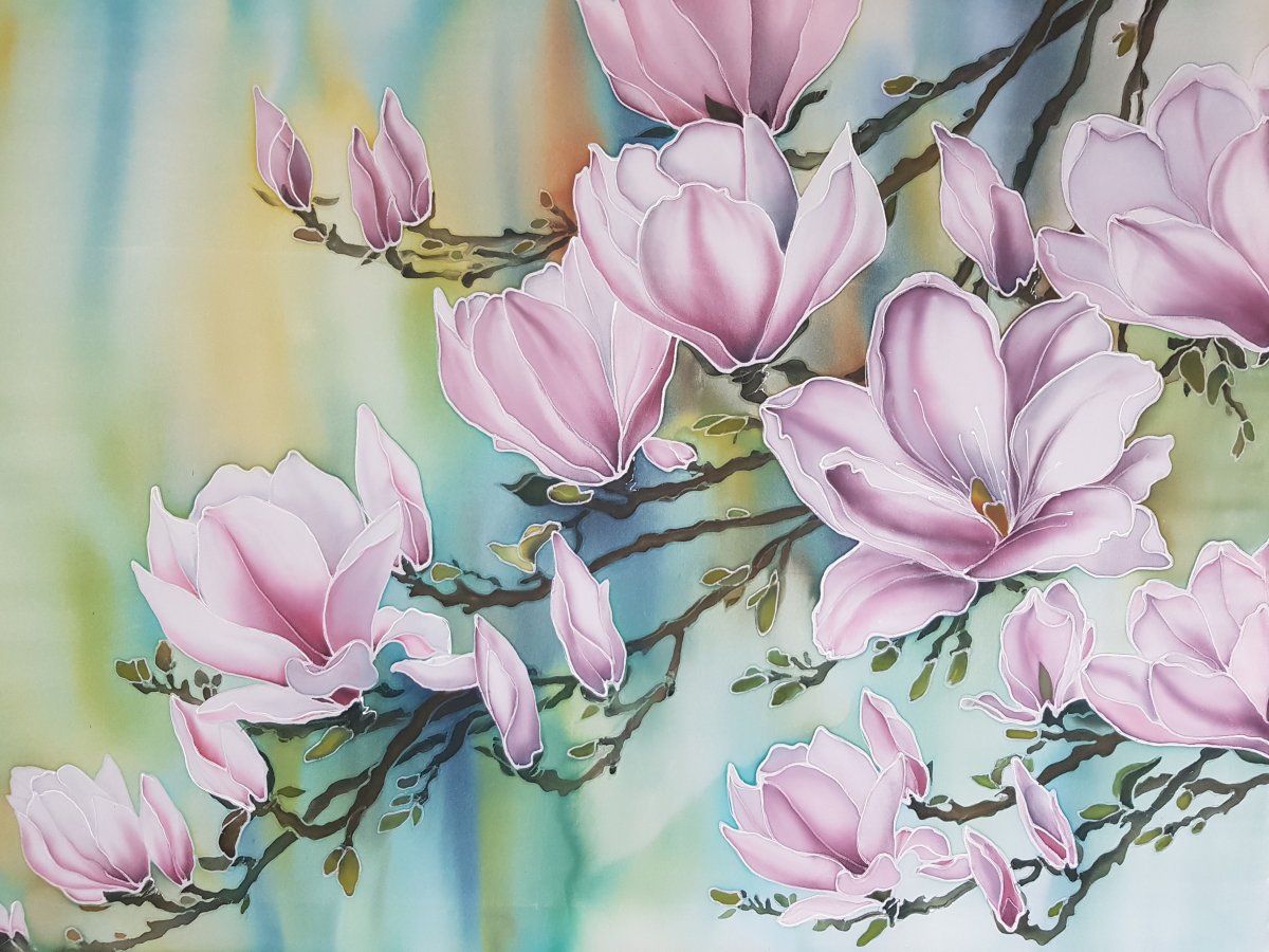 Ветка магнолии живопись