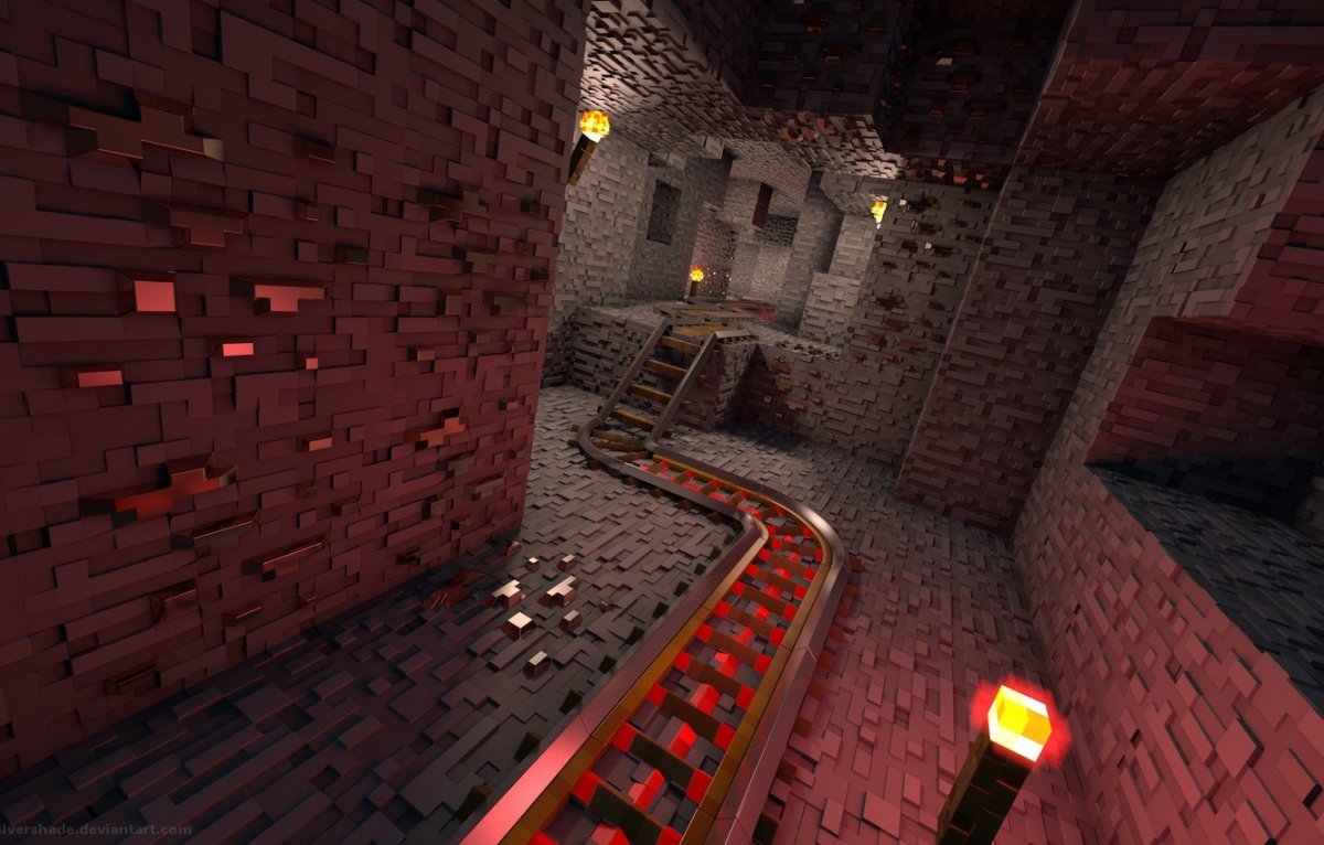 Пещера майнкрафт с шейдерами
