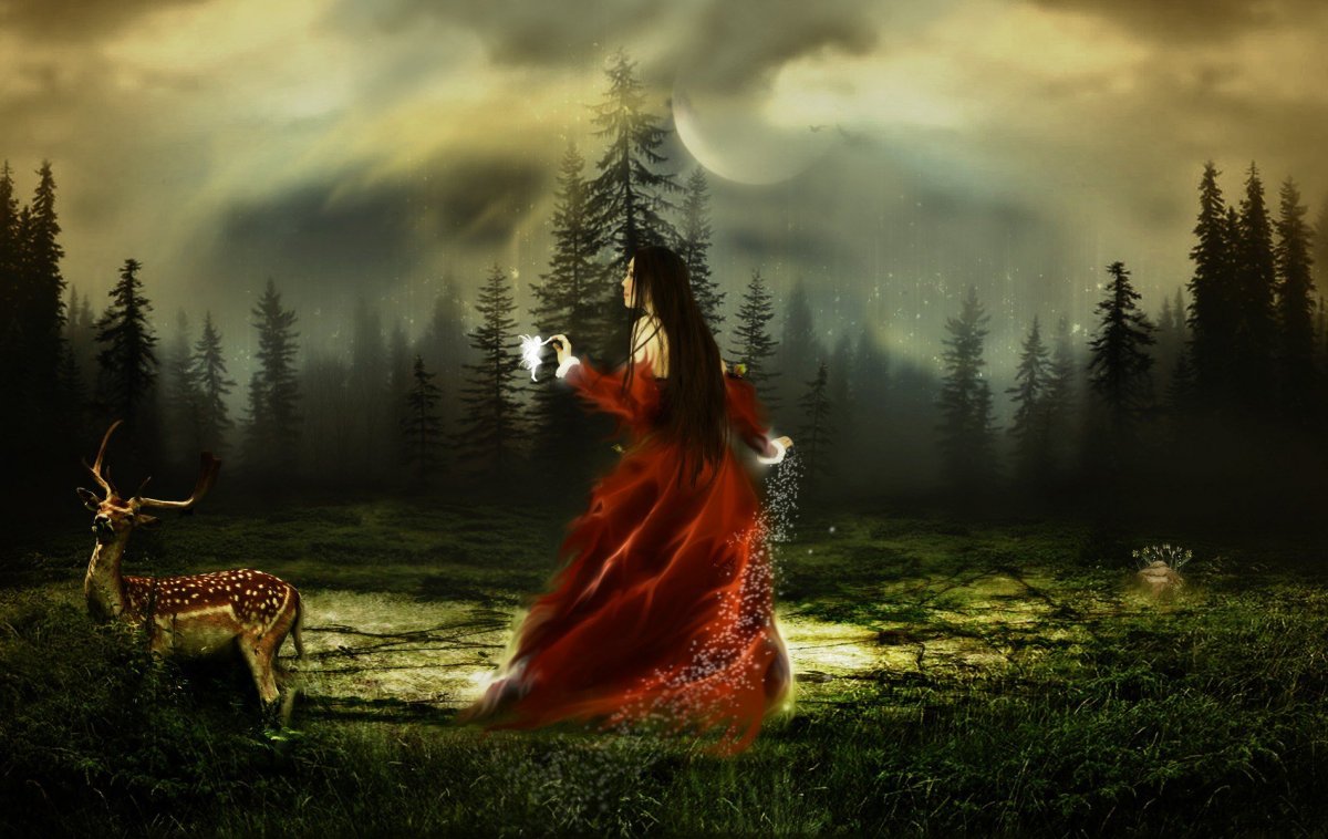 Девушка в сказочном лесу