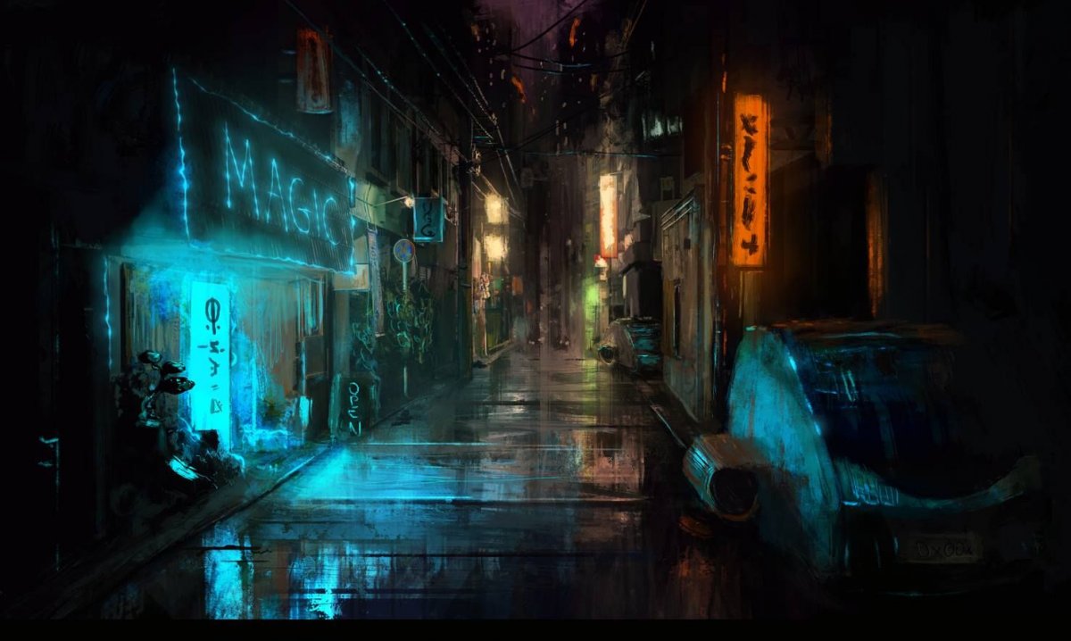 Переулок темный Cyberpunk