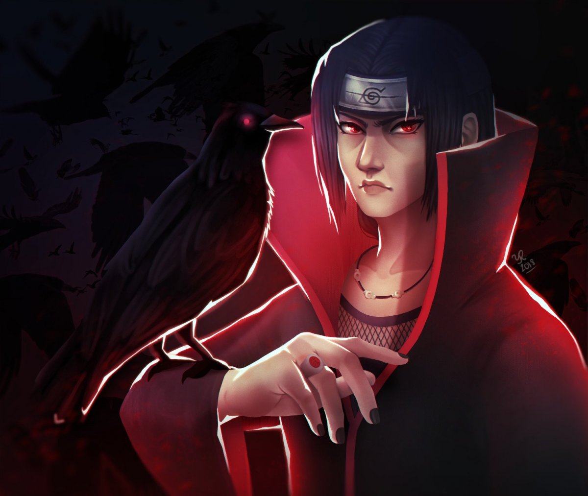 Наруто с вороной Итачи