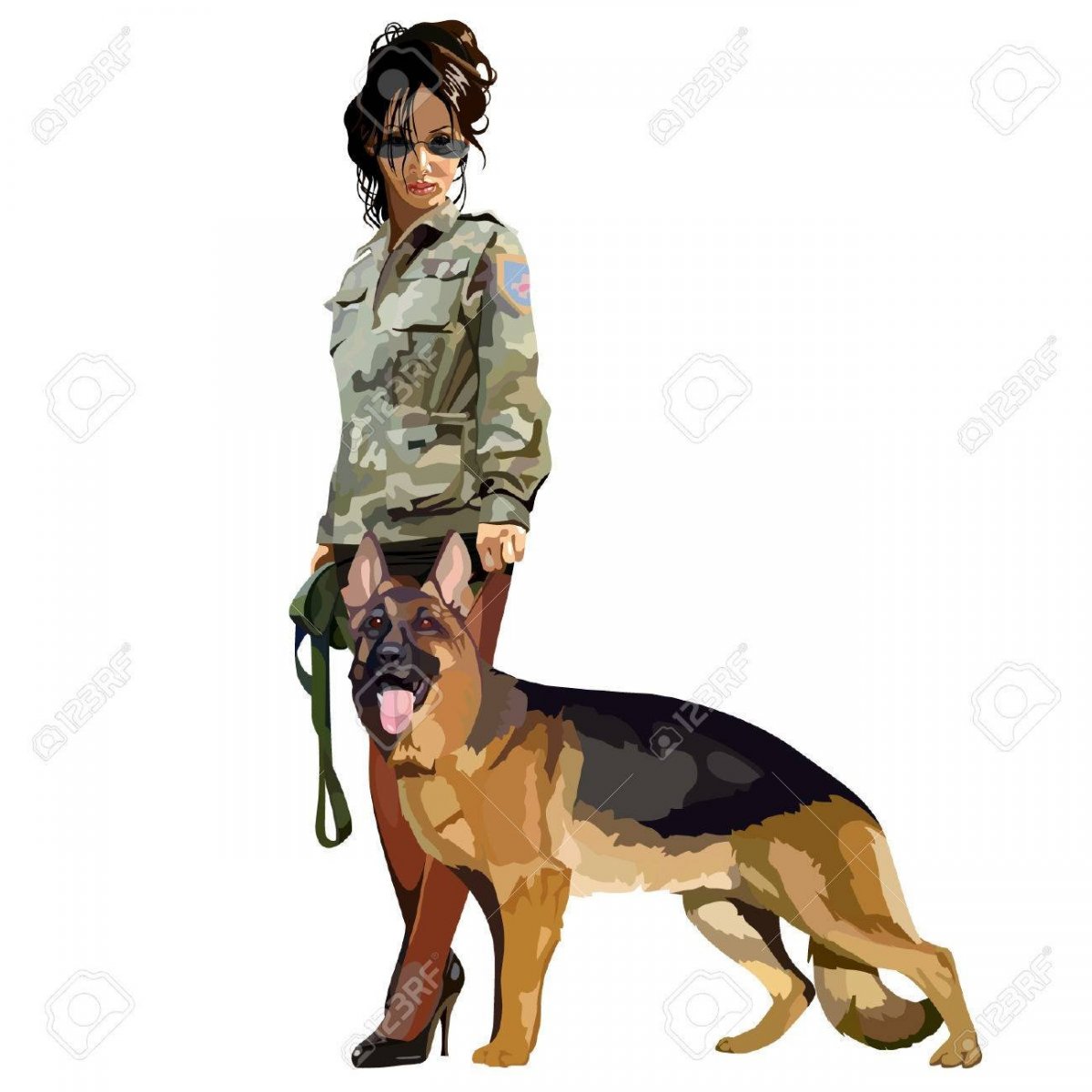 Девушка с овчаркой арт