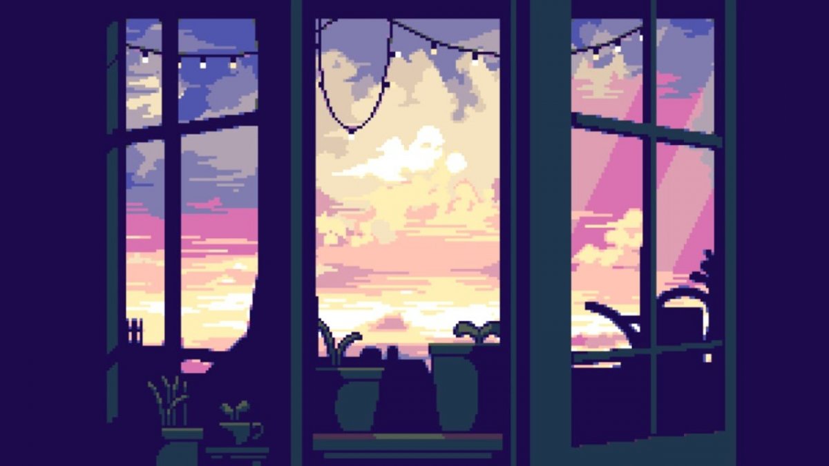 Пиксель арт вид из окна