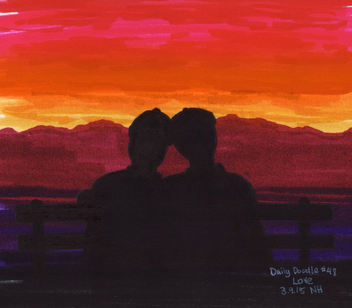 Пара на закате арт