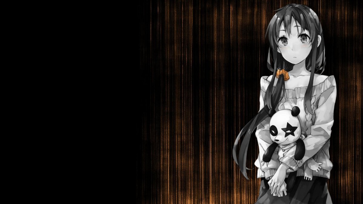 Аниме девочка на черном фоне