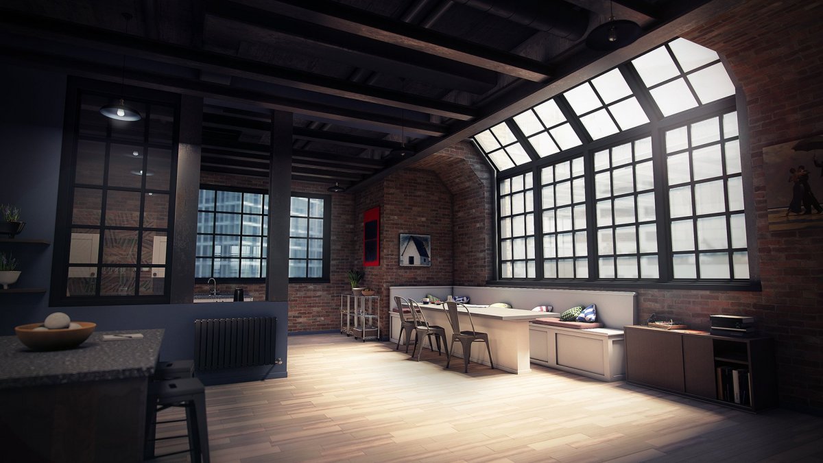 Темный интерьер фотостудии