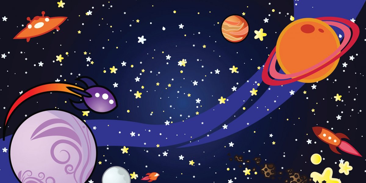 Космос мультяшный горизонтальная