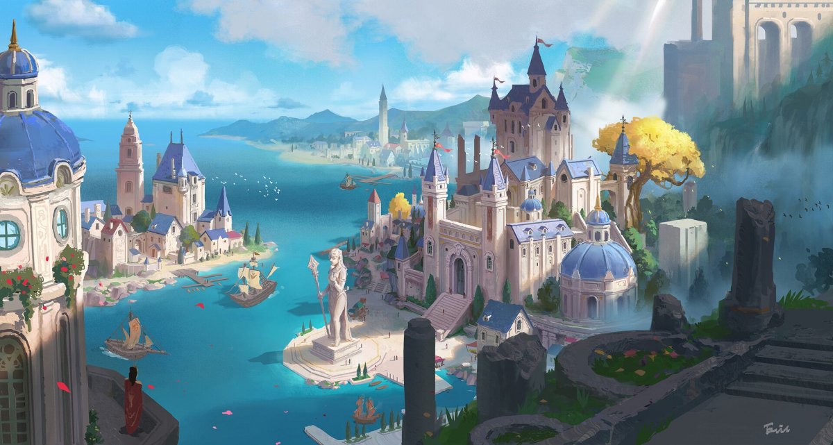 Фэнтези замок море арт