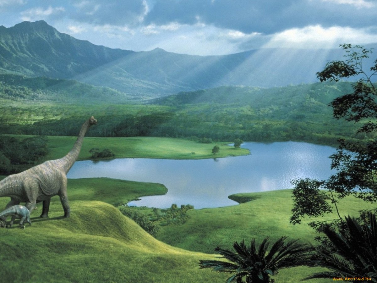 Пейзаж с динозаврами