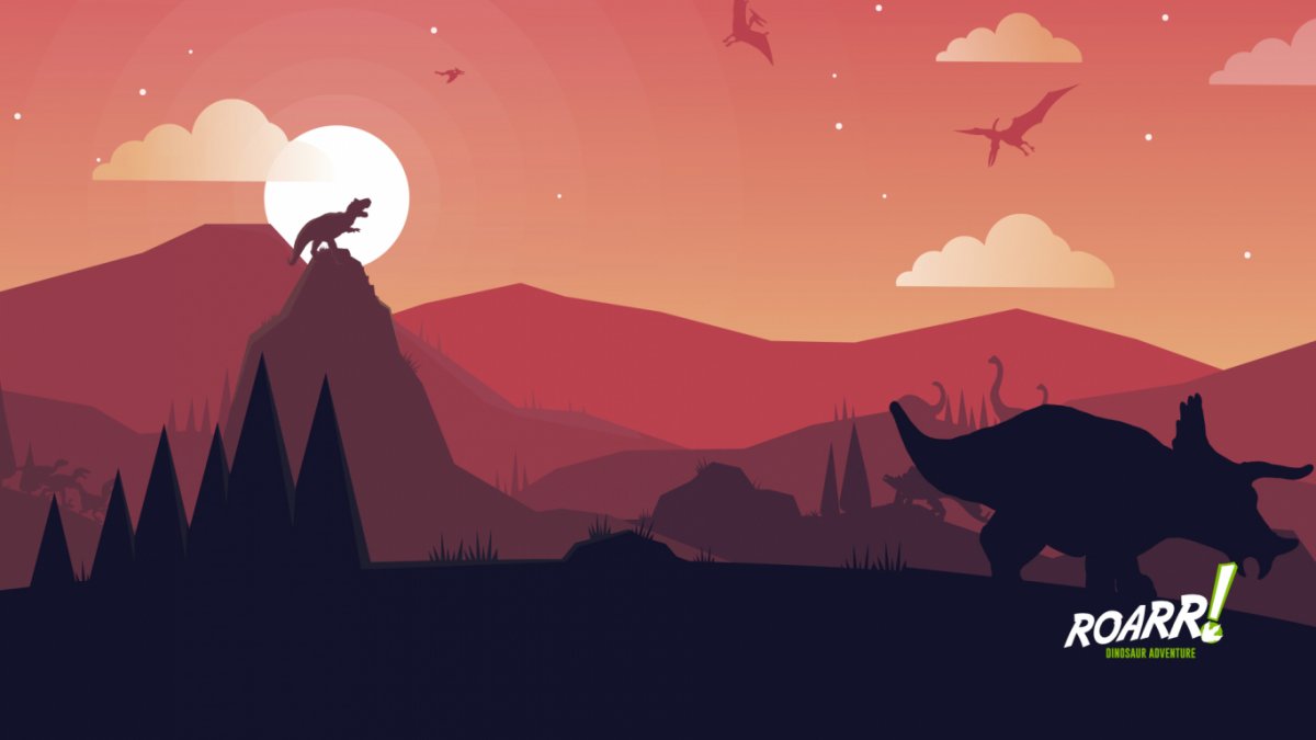 Динозаврика на фоне гор