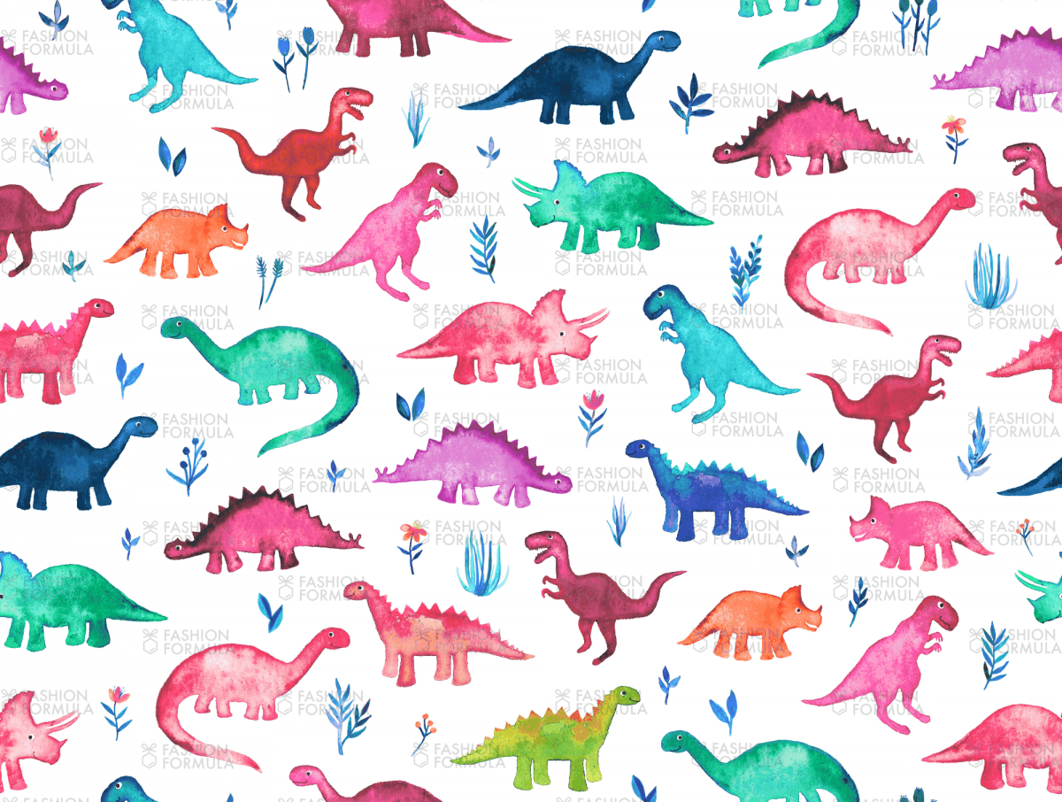 Принты на ткани динозавры