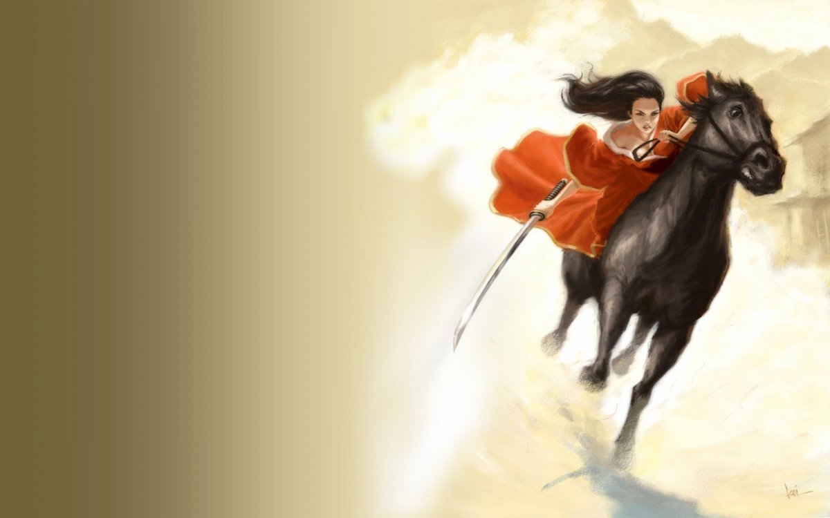 Всадник с девушкой на коне