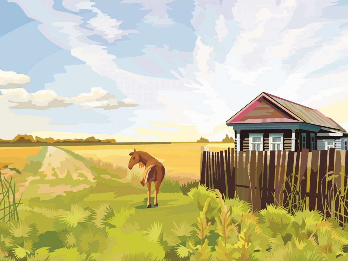 Деревня рисунок