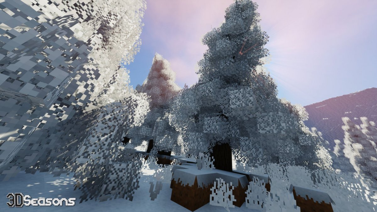 Майнкрафт зимний биом с шейдерами